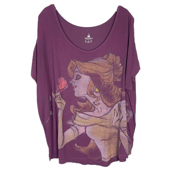 Disney Parks XL Top Beauty and the‎ Beast Belle Princess Purple Short Sleeve 141 - Picture 1 of 6